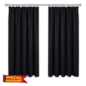 PONY DANCE Blackout Curtains for Bedroom Halloween Decoration Pencil Pleat Curtain Drapes 46 x 54 Drop Soft Thermal Light Block Thick Draperies for Small Window