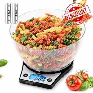 Duronic Digital Kitchen Scales KS6000 BK/CR | Black Design with 1.5L Clear Bowl | 5kg Capacity | LCD Backlit Display | Add & Weigh Tare | 0.1g Precision | Measure Ingredients for Cooking & Baking…