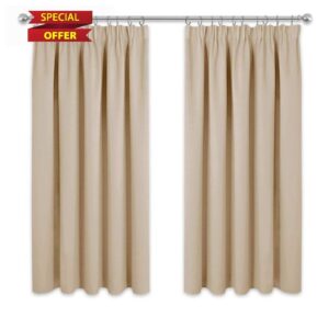 PONY DANCE Bedroom Window Curtains - Short Pencil Pleat Curtain Drapes for Bay Window Thermal Drapery for Noise Reducing/Room Darkening/Privacy Protect