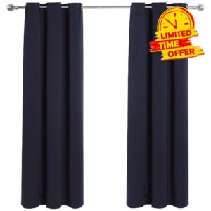 LAVANCE Blackout Curtains 2 Panels Thermal Insulated Darkening Eyelet Curtains 140 x 183cm Window Treatment Energy Saving Noise Reducing Privacy Drape for Bedroom Living Room