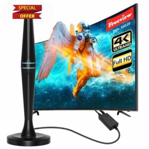 TV Aerial - Indoor TV Aerial for Smart TV with Signal Booster - Digital TV Aerial for Freeview TV 280+ Miles Long Range Support 4K 1080P TV