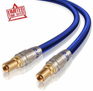 10m HDTV Antenna Cable | TV Aerial Cable | Premium Freeview Coaxial Cable | Connectors: Coax Male to Coax Male | For UHF/RF TVs