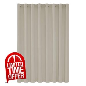 Deconovo Super Soft Door Curtain Eyelet Thermal Insulated Wide Width Blackout Curtain for Kidsroom 100 x 95 Inch Light Beige 1 Panel