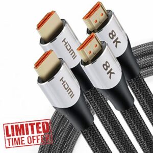 2-Pack 8K HDMI 2.1 Cable 10ft
