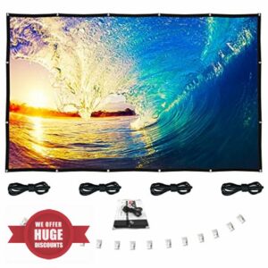 120 inch Projector Screen Portable - Foldable Indoor Outdoor Movie Screen - White Screen for Projector - Double Side Backyard Projector Screen 16:9 - Wall Mount Theater Screen with Bag