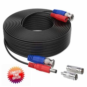 SANNCE Special Design 30M/100 Feet BNC Video Power Cable For HD CCTV Camera DVR Security System (Black)