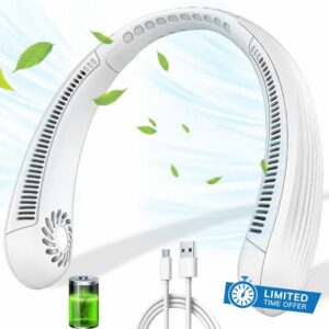 Portable Neck Fan Bladeless-Hands Free Usb Rechargeable Battery Operated Neck Fans with 360°Cooling