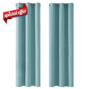 Deconovo Energy Saving and Noise Reducation Thermal Insualted Eyelet Blackout Curtains for Living Room Sky Blue 42 x 90 Inch 2 Panels