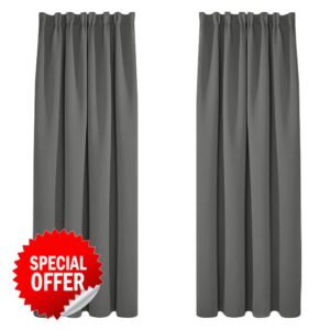 Deconovo Super Soft Solid Window Treatment Thermal Insulated Curtains Blackout Curtains Pencil Pleat Curtains for Living Room Light Grey W55 x L69 Inch 2 Panels