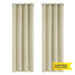 Deconovo Blackout Curtains Beige Super Soft Window Treatment Thermal Insulated Eyelet Blackout Curtains for Livingroom 46 x 54 Inch 2 Panels