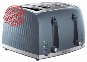 Russell Hobbs 26073 4 Slice Toaster - Contemporary Honeycomb Design with Extra Wide Slots and High Lift Feature