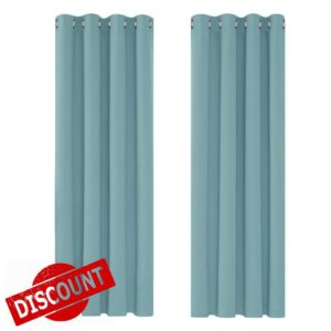 Deconovo Bedroom Blackout Curtains Super Soft Solid Thermal Insulated Eyelet Blackout Curtains for Boys Sky Blue 46x63 Inch 2 Panels