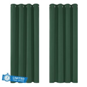 Deconovo Green Curtains Thermal Insulated Eyelet Blackout Curtains for Bedroom 46 x 54 Inch Forest Green Two Panels