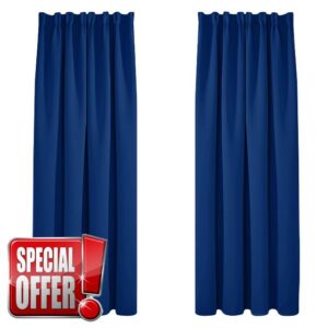Deconovo Super Soft Pencil Pleat Curtains Thermal Insulated Blackout Curtains for Kids Bedroom 66 x 72 Blue Two Panels
