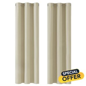 Deconovo Super Soft Window Treatments Thermal Insulated Blackout Curtains Eyelet Curtains for Nursery Beige 42 x 72 Inch 2 Panels