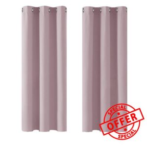 Deconovo Window Treatments Thermal Insulated Eyelet Curtains Blackout Curtains for Bedroom Baby Pink 42 x 54 Inch 2 Panels
