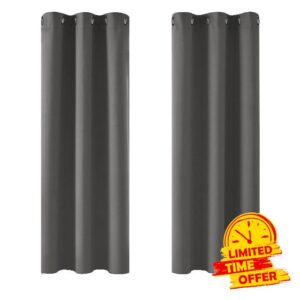 Deconovo Window Treatments Thermal Insulated Eyelet Curtains Blackout Curtains for Bedroom Light Grey 42 x 54 Inch 2 Panels