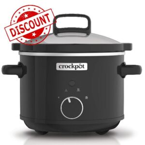 Crockpot Slow Cooker | Removable Easy-Clean Ceramic Bowl | 2.4 L (1-2 People | Energy Efficient | Black [CSC046]            [Energy Class A]