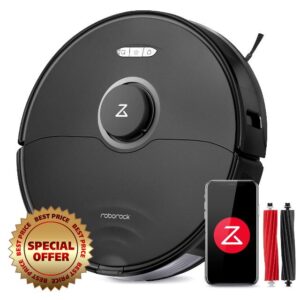 Roborock S8 Robot Vacuum Cleaner with Dual Brush & 6000Pa Suction& 3D Structured Light Obstacle Avoidance Robot Vacuum Compatible with Alexa for Pet Hair(Upgrade of Roborock S7)(Black)
