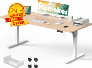 Flamaker Large Standing Desk 200x80cm with USB Charging Port