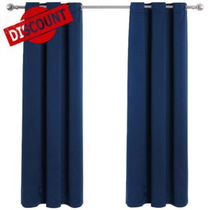 LAVANCE Blackout Eyelet Curtains 2 Panels Grommet Thermal Insulated Darkening Curtains 140 x 183cm Window Treatment Privacy Drape Curtains Panel for Bedroom Living Room