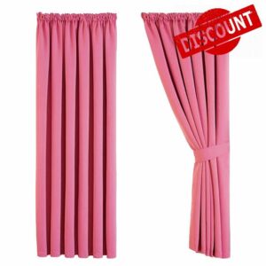 Aspire Homeware Blackout Curtains Pencil Pleat Pink Curtains for Bedroom 66x72 inch Super Soft Thermal Insulated Living Room Window Curtain Drapes Pair Panel + Tiebacks