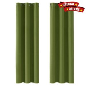 Deconovo Super Soft Window Treatments Thermal Insulated Blackout Curtains Eyelet Curtains for Nursery Grass 42 x 72 Inch 2 Panels