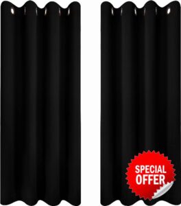 Utopia Bedding Blackout Curtains Grommet Thermal 2 Panels Drapes [Black