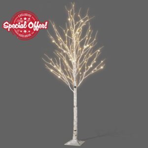 NETTA 5FT Birch Twig Tree with 120 Warm White LED Lights