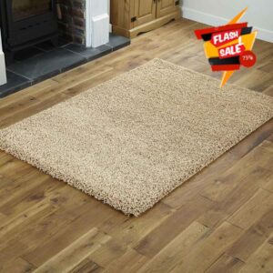 Everest 5 cm Thick Pile Shaggy Modern Area Rugs Small To Large Rugs Floor Living Room Hall Bedroom Rugs Rug Runners Light Beige 110 x 160 cm (3feet 7 Inch x 5feet 3 Inch)