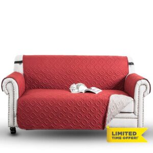 Hafaa Sofa Cover 3 Seater Waterproof Sofa Slipcovers Reversible Embossed Quilted Couch Covers with Adjustable Elastic Straps and Hooks - Furniture Sofa Protectors from Pets