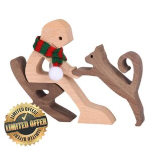 Bobo Bird Wooden Dog Cat Family Statue