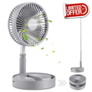 Fuhaieec Foldaway Stand Fan Rechargeable Fan Ultra Lightweight Portable Fan