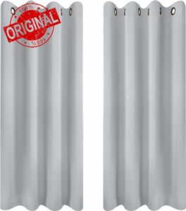 Utopia Bedding Blackout Curtains Grommet Thermal 2 Panels Drapes [Grey White