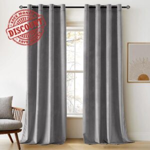 Woaboy Super Soft Velvet Blackout Curtains for Living Room Luxury Eyelet Drapes for Home Decoration Bedroom Window Treatment for Thermal Insulated & Room Darkening W 46 x L 90 Grey