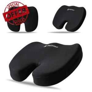 EDS Memory Foam Seat Cushion Office Chair Cushion Breathable Seat Pads Orthopedic Chair Cushion For Car Seats Desk Gaming And Computer Chairs Non-Slip Coccyx Cushion Washable Removable Cover Black