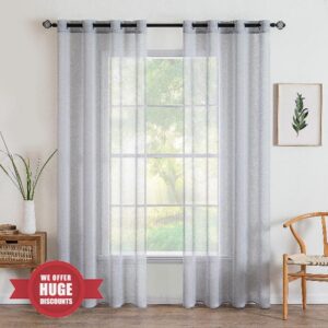 MIULEE 2 Panels Sheer Window Curtains Elegant Window Voile Panels Drapes Treatment for Bedroom Living Room 46" Wx54 L Grommet Top Grey