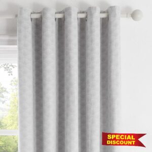 Dreams & Drapes - Tiffany - Jacquard Pair of Eyelet Curtains - 66" Width x 72" Drop (168 x 183cm) in Silve