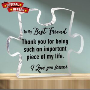 Merclix Best Friend Puzzle-Shaped Acrylic Plaque for Women Birthday Friendship Gifts for Women Christmas Bestie Gifts for Women Gifts for Friends Women Best Friends Birthday Gifts