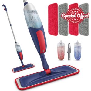 Microfibre Spray Mops for Cleaning Floors - BPAWA Hard Floor Mop with Spray Flat Dry Wet Mop for Laminate Wooden Tile Wood Vinyl Flooring
