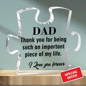 Merclix Dad Puzzle Shaped Acrylic Plaque Gifts for Dad Who Has Everything Dad Gifts from Daughter Dad Presents for Christmas Daddy Gifts from Son Fathers Day Dad Birthday Gifts Ideas