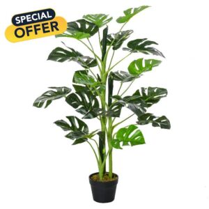 Outsunny 100cm/3.3FT Artificial Monstera Tree Decorative Cheese Plant 21 Leaves with Nursery Pot