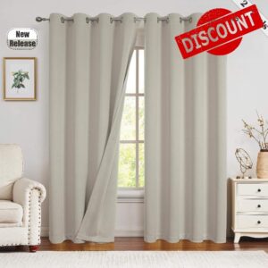 Beauoop Linen Room Darkening Curtains 90% Light Blocking Thermal Insulated Energy Efficient Solid Drapes Grommet Top Panels for Bedroom & Living Room
