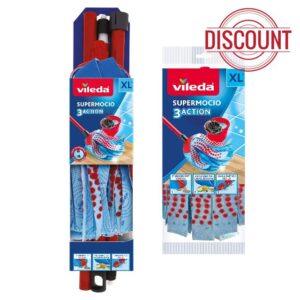 Vileda SuperMocio 3Action XL Compact Floor Mop with Extra Head Replacement