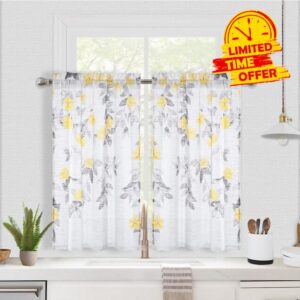 CAROMIO Sheer Farmhouse Kitchen Curtain Yellow