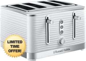 Russell Hobbs 24380 White Inspire High Gloss Plastic Four Slice Toaste