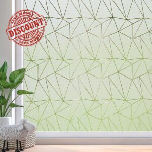 Beautysaid Window Film Privacy Film for Glass Windows Frosted Glass Privacy Film Triangle Patterns Anti UV Opaque Window Frosting Self Adhesive Window Sticker Cover Static Cling No Glue 90 * 200cm
