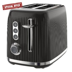 Breville Bold Black 2-Slice Toaster with High-Lift and Wide Slots | Black and Silver Chrome [VTR001]
