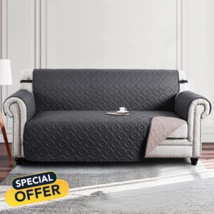Moonlight Bedding Sofa Cover 3 Seater Reversible Quilted Sofa Covers Adjustable Waterproof Elastic Straps Sofa Covers