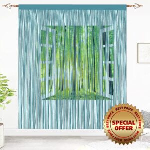 Taiyuhomes String Door Curtains Fly Screen Curtain For Window Decorations Living Room Doorways Crystal Plain Tassel (90x200cm 2PC Blue)